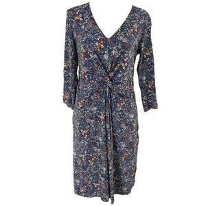 Lands' End Blue Floral Midi Dress